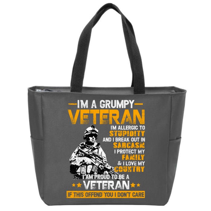 Im A Grumpy Veteran Military Wall Art This Modern Funny Patriotic Flag Zip Tote Bag