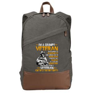 Im A Grumpy Veteran Military Wall Art This Modern Funny Patriotic Flag Cotton Canvas Backpack