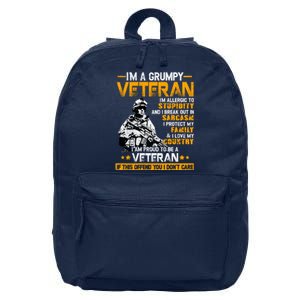 Im A Grumpy Veteran Military Wall Art This Modern Funny Patriotic Flag 16 in Basic Backpack