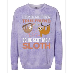 I Asked God For A True Friend So He Sent Me A Sloth Colorblast Crewneck Sweatshirt