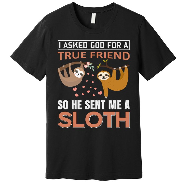 I Asked God For A True Friend So He Sent Me A Sloth Premium T-Shirt