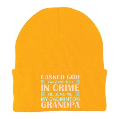 I Asked God For A Partner In Crime He Send Me My Badmintion Grandpa Knit Cap Winter Beanie