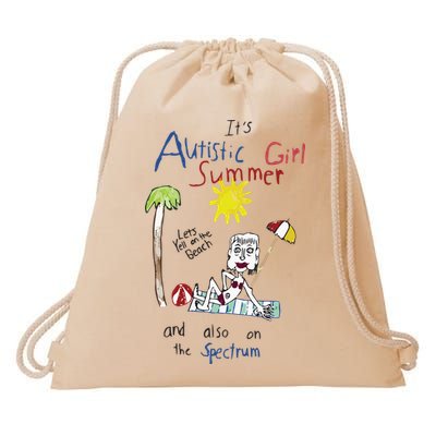 Its Autistic Girl Summer And Also On The Spectrum Drawstring Bag