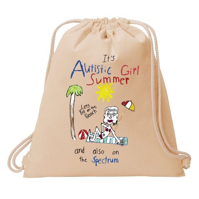 Its Autistic Girl Summer And Also On The Spectrum Drawstring Bag