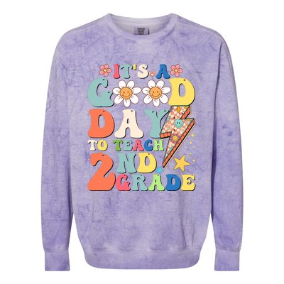 Its A Good Day To Teach Second Grade 2nd Grade Teacher Colorblast Crewneck Sweatshirt