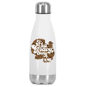 ItS All Gravy Baby Leopard Print Turkey Thanksgiving Vibes Stainless Steel Insulated Water Bottle