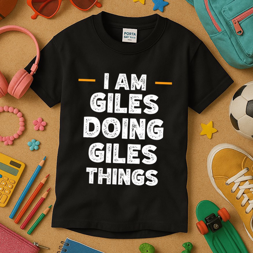 I Am Giles Doing Giles Things Custom Funny Name Kids T-Shirt