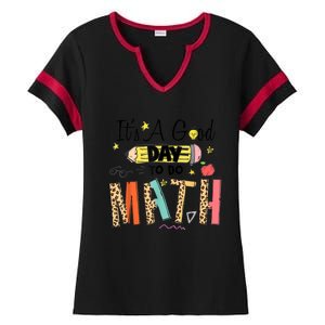 Its A Good Day To Do Math Leopard Pencil Teacher Ladies Halftime Notch Neck Tee