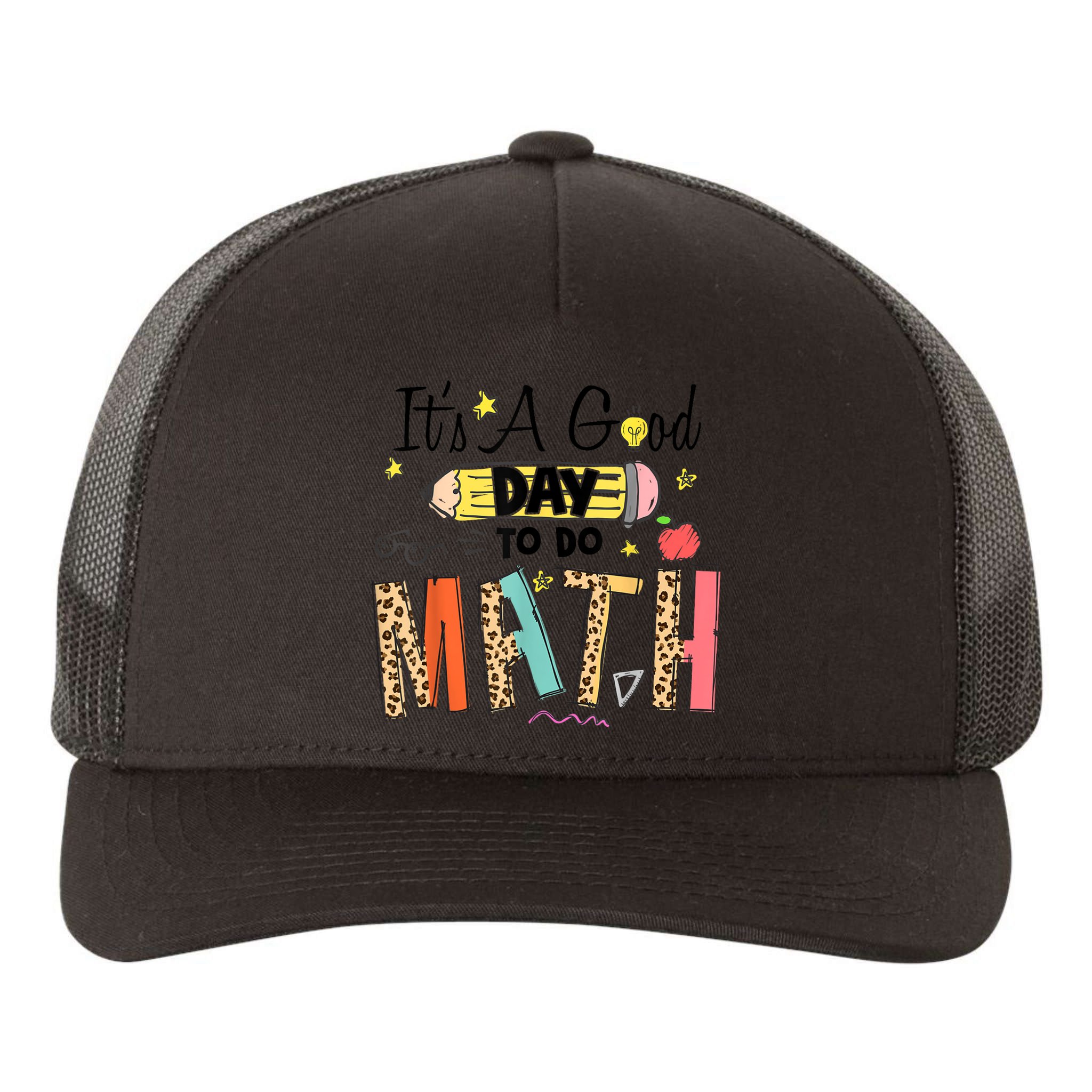Its A Good Day To Do Math Leopard Pencil Teacher Yupoong Adult 5-Panel Trucker Hat