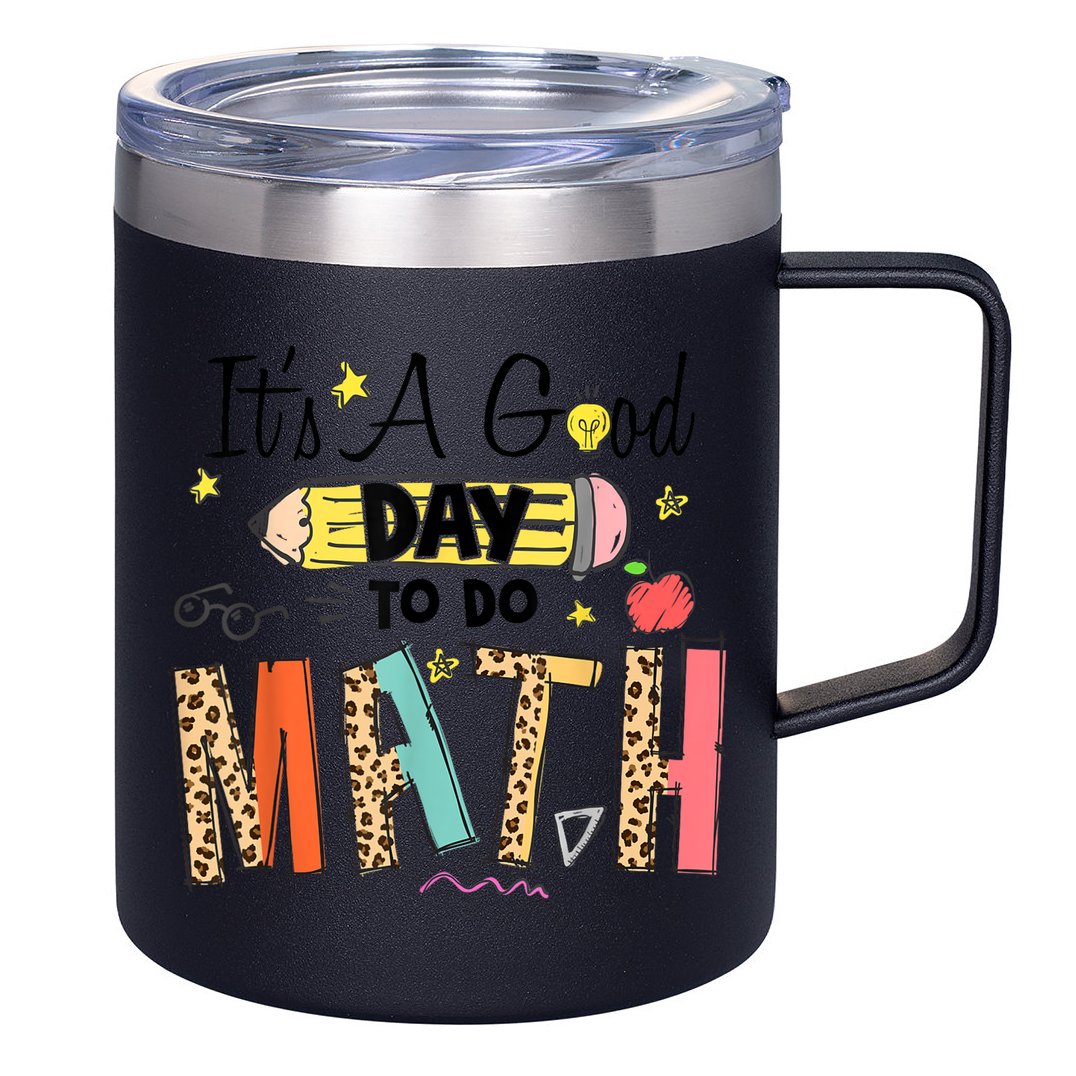Its A Good Day To Do Math Leopard Pencil Teacher 12oz Stainless Steel Coffee Mug