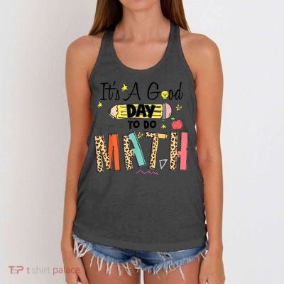 Its A Good Day To Do Math Leopard Pencil Teacher Women's Knotted Racerback Tank