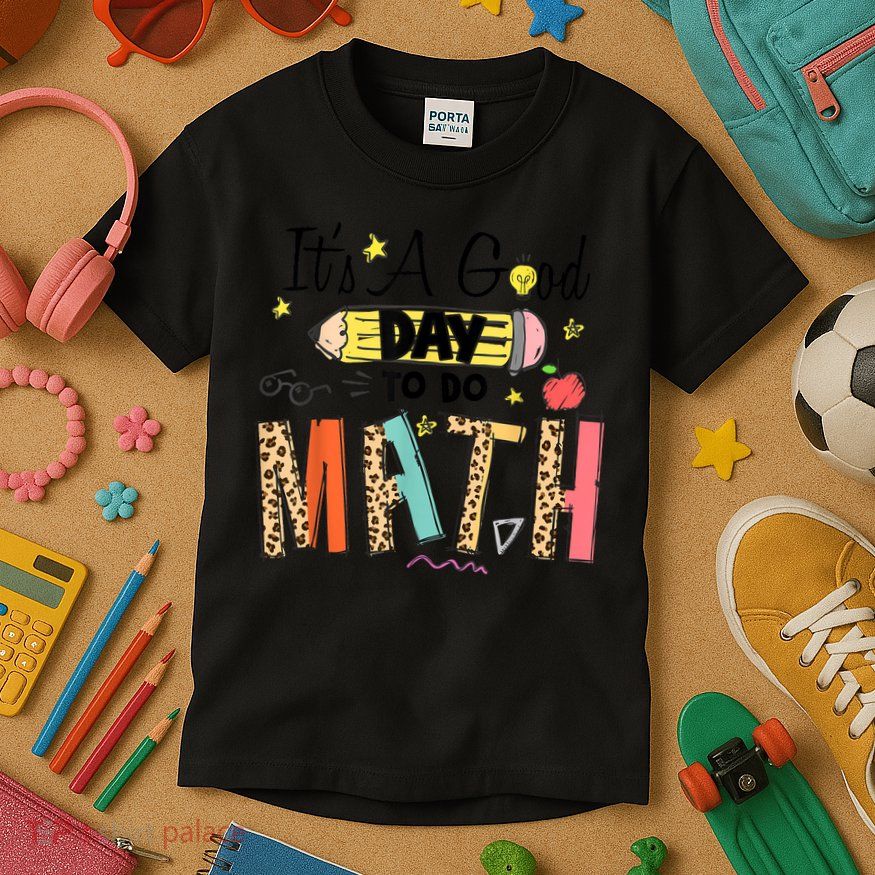 Its A Good Day To Do Math Leopard Pencil Teacher Kids T-Shirt