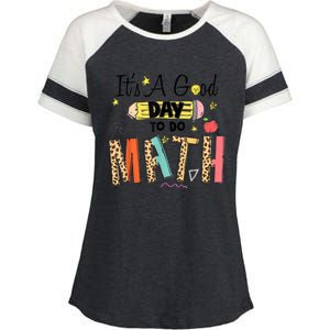 Its A Good Day To Do Math Leopard Pencil Teacher Enza Ladies Jersey Colorblock Tee