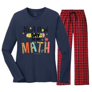 Its A Good Day To Do Math Leopard Pencil Teacher Women's Long Sleeve Flannel Pajama Set 