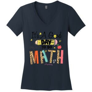 Its A Good Day To Do Math Leopard Pencil Teacher Women's V-Neck T-Shirt