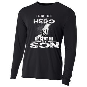 I Asked God For A Hero He Sent Me My Son Cooling Performance Long Sleeve Crew