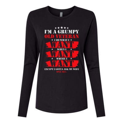 Im A Grumpy Old Veteran Funny Veteran Wife Womens Cotton Relaxed Long Sleeve T-Shirt