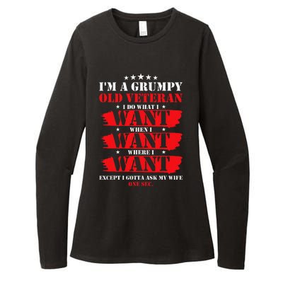 Im A Grumpy Old Veteran Funny Veteran Wife Womens CVC Long Sleeve Shirt