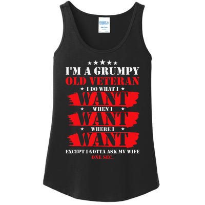 Im A Grumpy Old Veteran Funny Veteran Wife Ladies Essential Tank