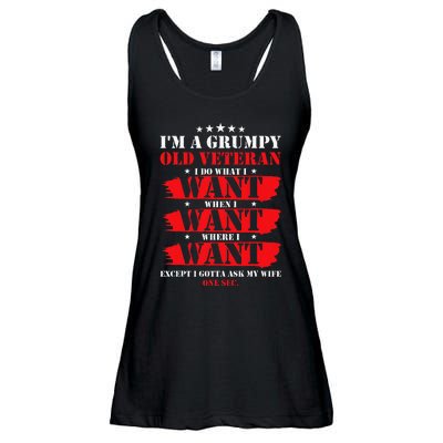 Im A Grumpy Old Veteran Funny Veteran Wife Ladies Essential Flowy Tank