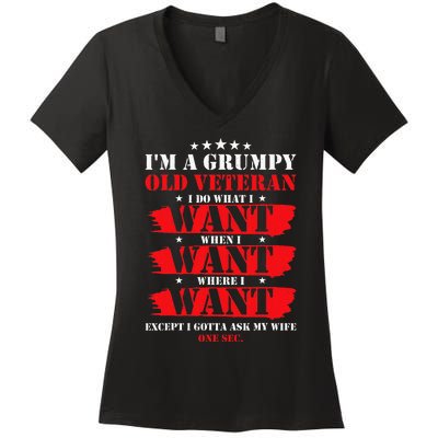 Im A Grumpy Old Veteran Funny Veteran Wife Women's V-Neck T-Shirt