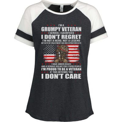 I'm A Grumpy Veteran I Served I Sacrificed Gift Us Veteran Gift Enza Ladies Jersey Colorblock Tee