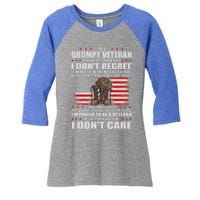 I'm A Grumpy Veteran I Served I Sacrificed Gift Us Veteran Gift Women's Tri-Blend 3/4-Sleeve Raglan Shirt