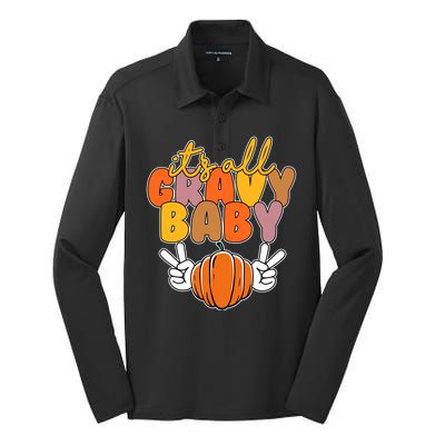 Its All Gravy Baby Pumpkin Fall Funny Silk Touch Performance Long Sleeve Polo