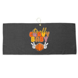 Its All Gravy Baby Pumpkin Fall Funny Large Microfiber Waffle Golf Towel