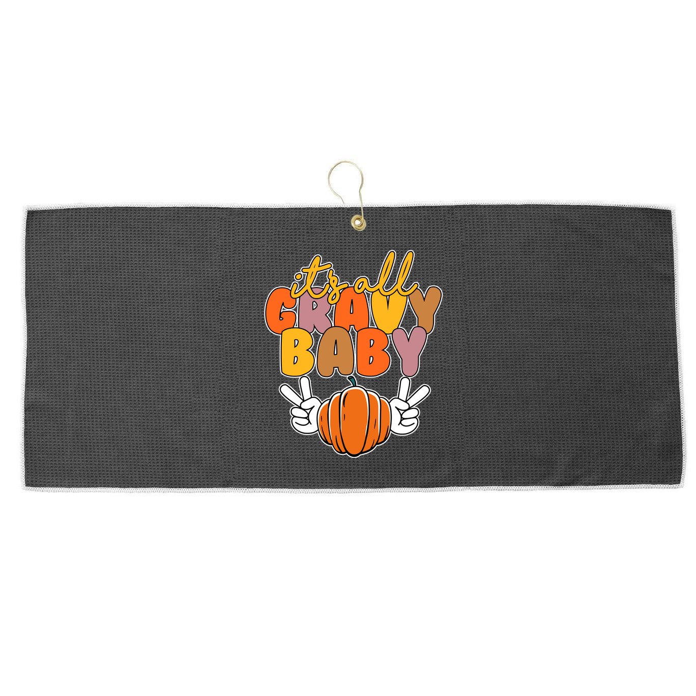 Its All Gravy Baby Pumpkin Fall Funny Large Microfiber Waffle Golf Towel