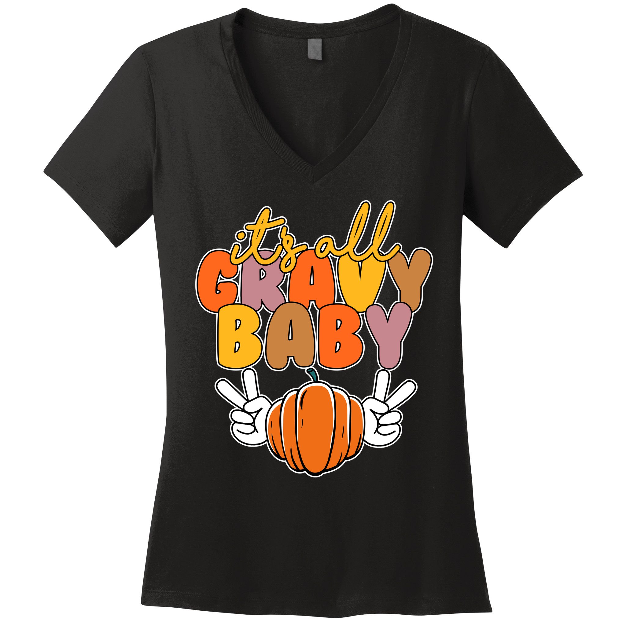 Its All Gravy Baby Pumpkin Fall Funny Women's V-Neck T-Shirt