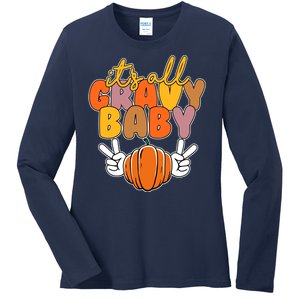 Its All Gravy Baby Pumpkin Fall Funny Ladies Long Sleeve Shirt