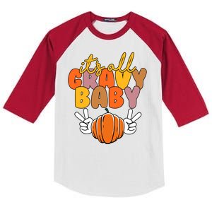 Its All Gravy Baby Pumpkin Fall Funny Kids Colorblock Raglan Jersey