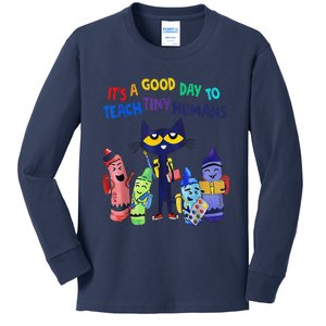 ItS A Good Day To Teach Tiny Humans Funny Cat Teacher Lover Kids Long Sleeve Shirt