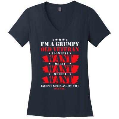 Im A Grumpy Old Veteran Funny Women's V-Neck T-Shirt