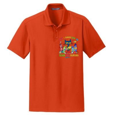 ItS A Good Day To Teach Tiny Humans Prek Cat Teacher Lover Dry Zone Grid Polo