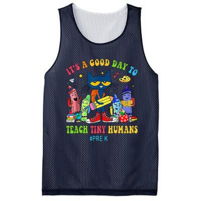 ItS A Good Day To Teach Tiny Humans Prek Cat Teacher Lover Mesh Reversible Basketball Jersey Tank