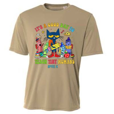 ItS A Good Day To Teach Tiny Humans Prek Cat Teacher Lover Cooling Performance Crew T-Shirt