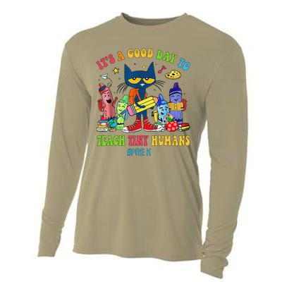 ItS A Good Day To Teach Tiny Humans Prek Cat Teacher Lover Cooling Performance Long Sleeve Crew