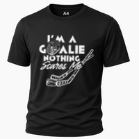 IM A Goalie Nothing Scares Me Team Player Ice Hockey Puck Cooling Performance Crew T-Shirt