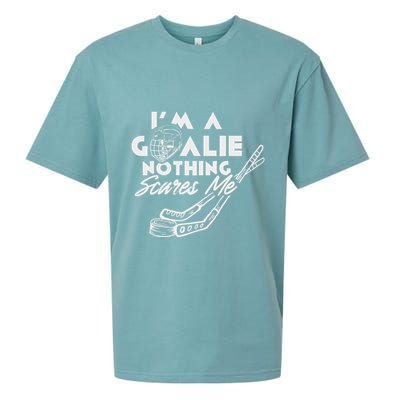 IM A Goalie Nothing Scares Me Team Player Ice Hockey Puck Sueded Cloud Jersey T-Shirt