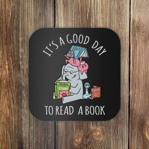 Its A Good Day To Read Book Lover Cute Pig And Elephant Gift Coaster