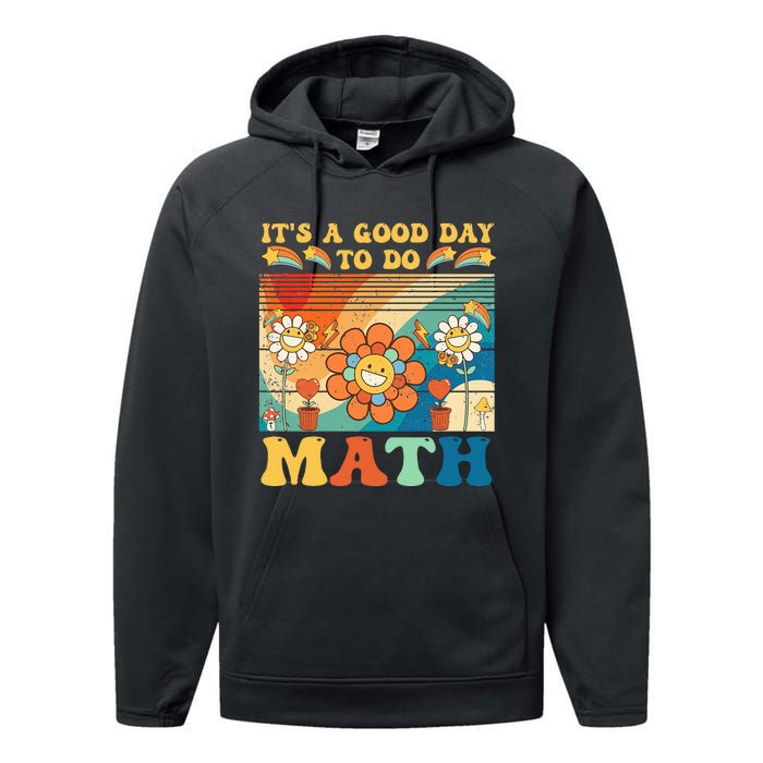 It's A Good Day To Do Math Retro Colors Sunset Performance Fleece Hoodie