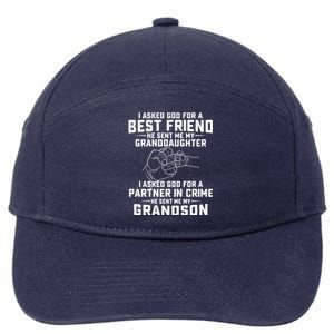 I Asked God For A Best Friend Great For Grandma 7-Panel Snapback Hat