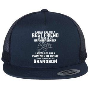 I Asked God For A Best Friend Great For Grandma Flat Bill Trucker Hat