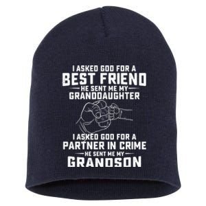 I Asked God For A Best Friend Great For Grandma Short Acrylic Beanie