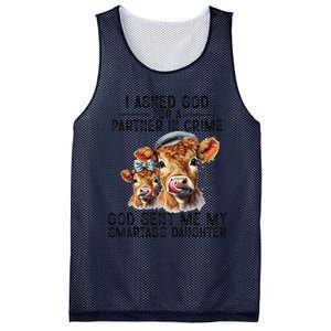 I Asked God Partner In Crime He Sent Me My Smartass Daughter Mesh Reversible Basketball Jersey Tank