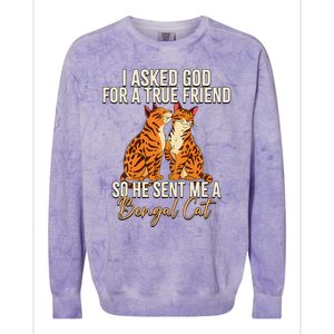 I Asked God For A True Friend So He Sent Me A Bengal Cat Colorblast Crewneck Sweatshirt