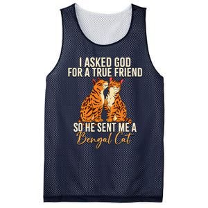 I Asked God For A True Friend So He Sent Me A Bengal Cat Mesh Reversible Basketball Jersey Tank