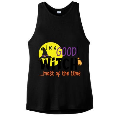Im A Good Witch Most Of The Time Witch Hat Halloween Quote Ladies PosiCharge Tri-Blend Wicking Tank